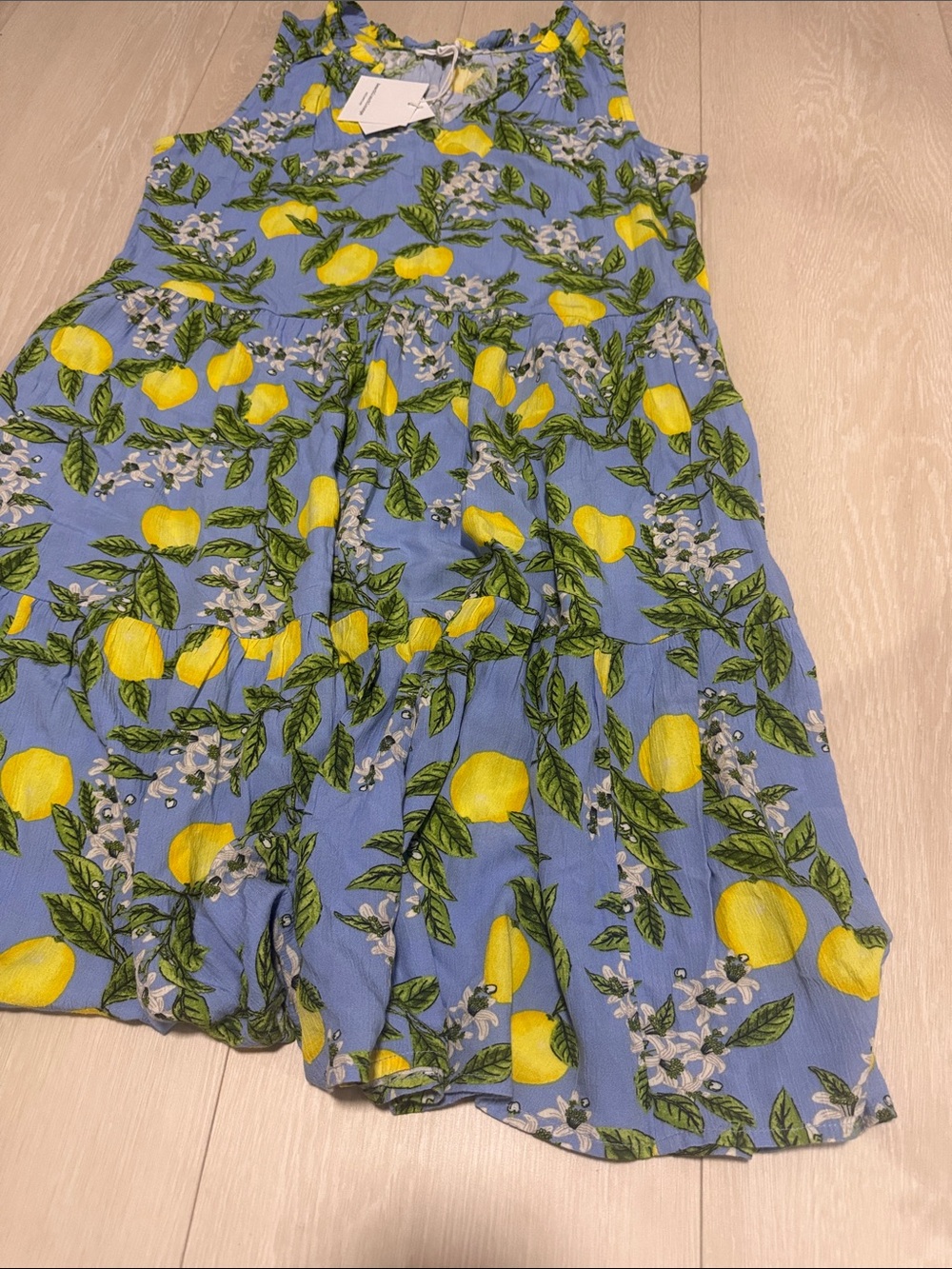 beachlunchlounge Blue Lemon-Print Tiered V-Neck Midi Dress - Picture 8 of 12
